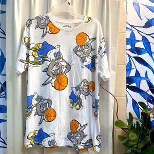 Men’s Vintage 90’s All-over print Bugs Bunny Space Jam Short Sleeve T-shirt XL